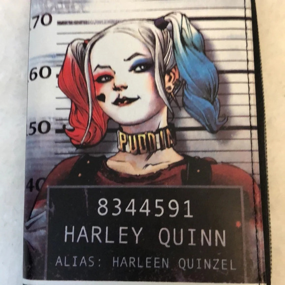Harley Quinn Suicide Squad wallet black full zip external  and internal EUC - Picture 2 of 5
